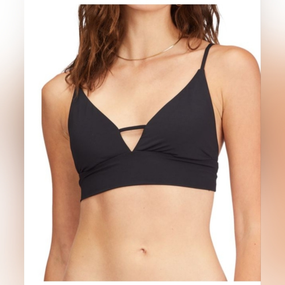 Billabong S Standard Sol Searcher Black Pebble V Neck Cami Bikini Top size Small